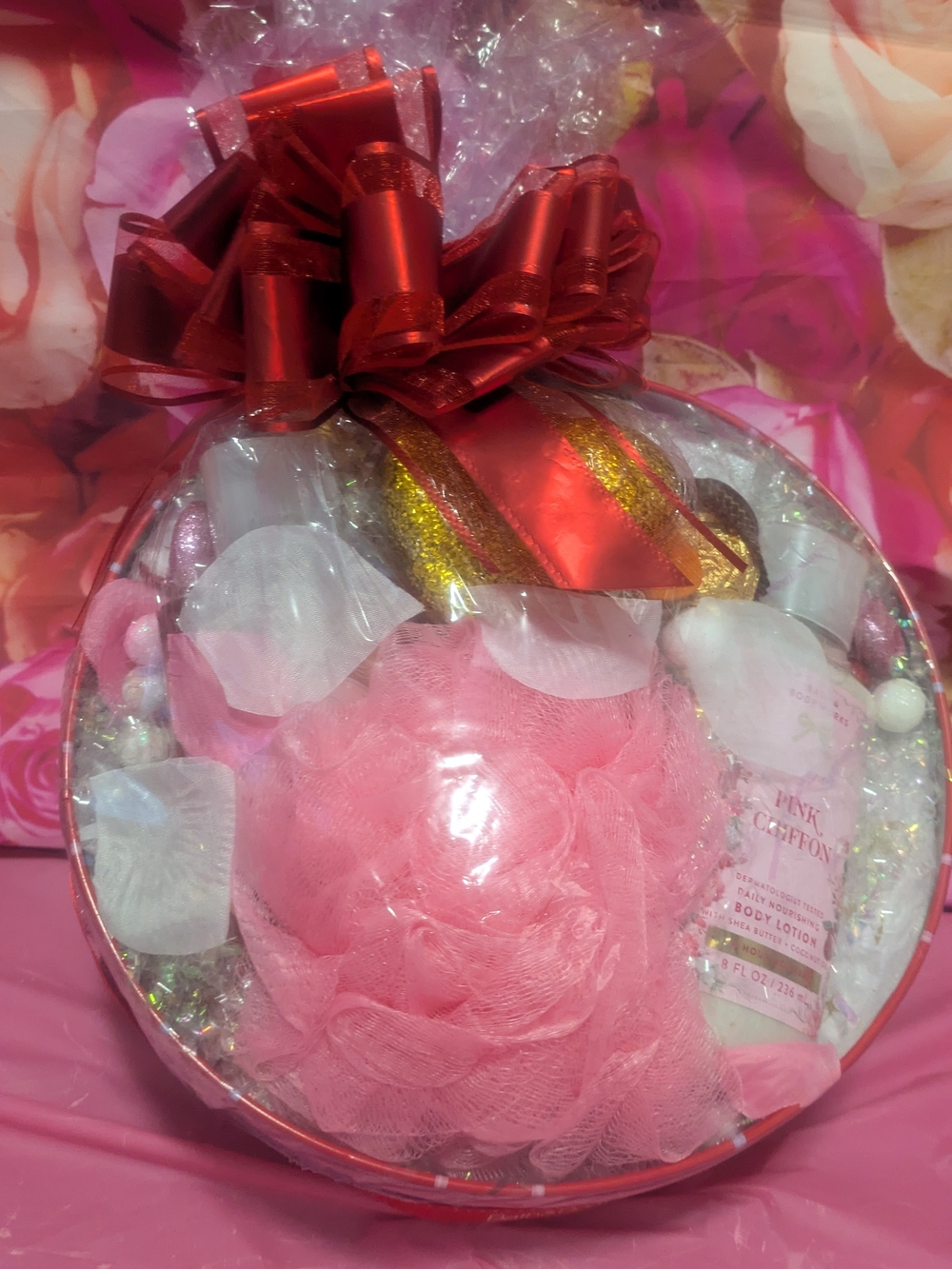Pink Chiffon Bath Gift Set — Pink